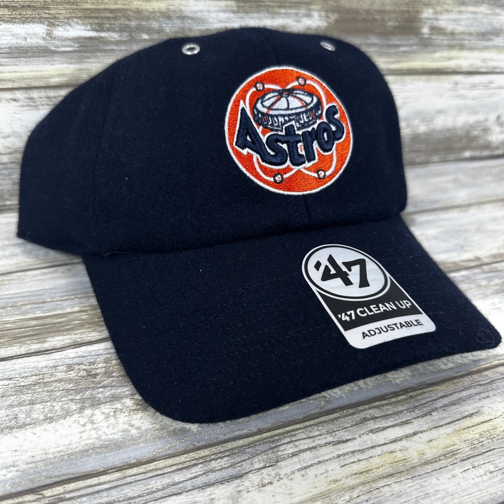 Houston Astros Wooly '47 Clean Up Cooperstown Wool Hat Mens Strapback Black NEW